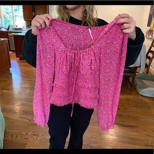 FREE PEOPLE NWT SPRING PINK BLOUSE